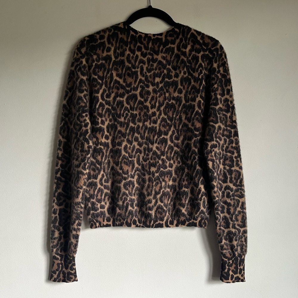 J Crew Brushed Cashmere Crop Fit Crewneck Sweater in Leopard Print XS $158 CE684 - Picture 7 of 16